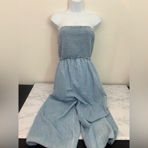 IRIS light blue denim fashion jumpsuit Women’s S Pull Up Elastic Chest​